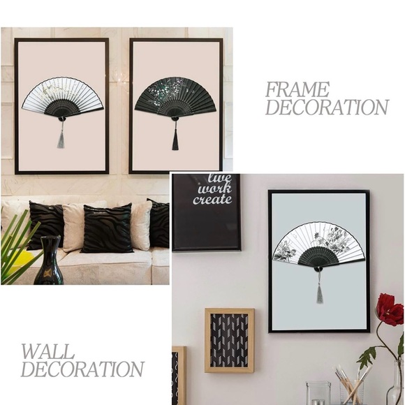 Silk and Bamboo Black Floral Hand Fan - Picture 5 of 5